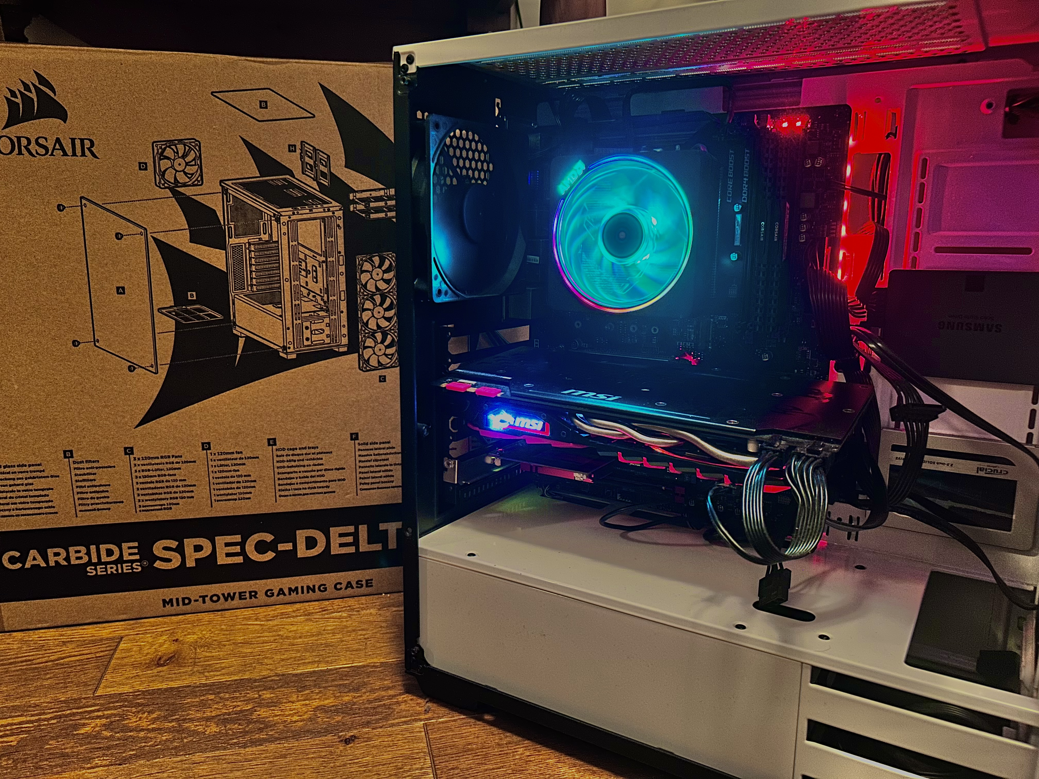 Custom gaming PC build in a Corsair Carbide Spec-Delta case